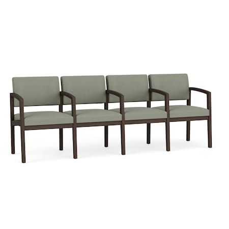 Lesro Lenox Wood 4 Seat Tandem Seating Wood Frame, Mocha, OH Eucalyptus Upholstery LW4103